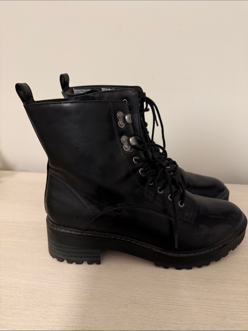 Universal Thread Black Lace-Up Platform Moto Boots - Picture 2 of 4